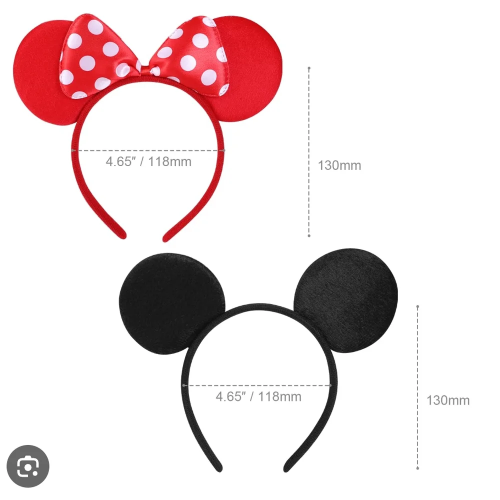 Red and Black Mouse Ears Headband